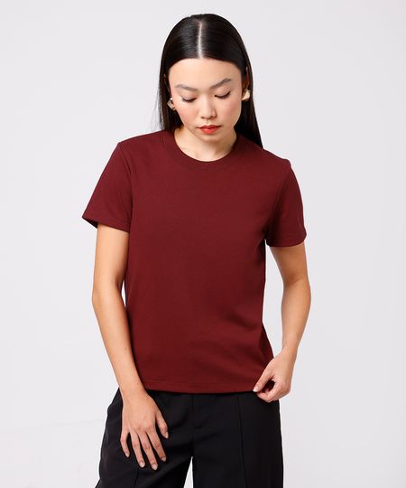 camiseta classic feminina de algodão peruano mindset vinho P