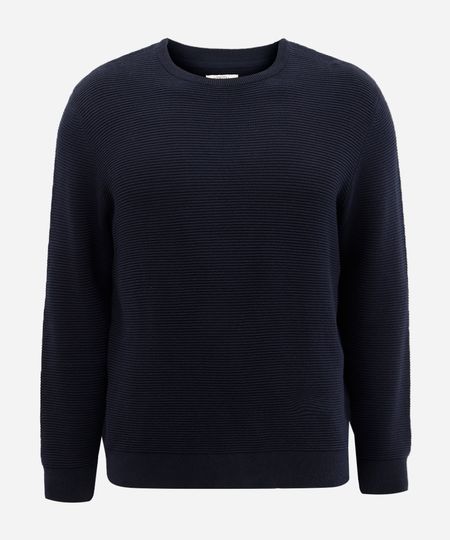 suéter de tricot canelado plus size azul GG1