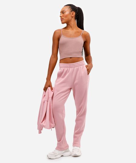calça de moletom cintura alta esportiva ace rosa GG