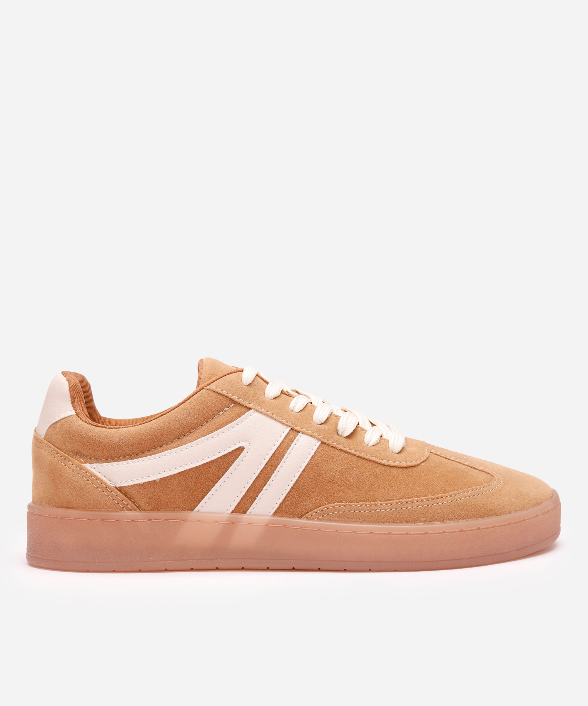 tênis casual com recortes bicolor ace bege