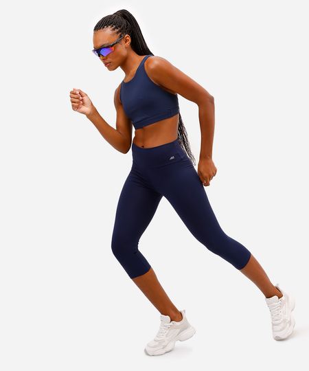 calça legging básica cós largo esportiva ace - azul marinho M