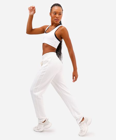 calça de moletom cintura alta esportiva ace branca GG calça de moletom cintura alta esportiva ace branca GG