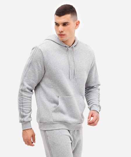 blusa de moletom com capuz e bolso ace cinza P blusa de moletom com capuz e bolso ace cinza P
