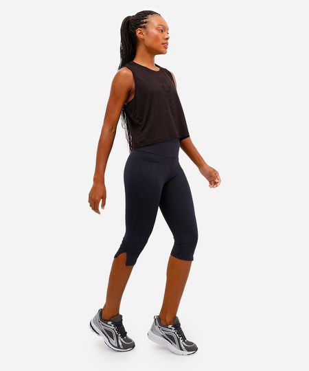 calça corsário feminina esportiva ace com fendas e bolsos preta M
