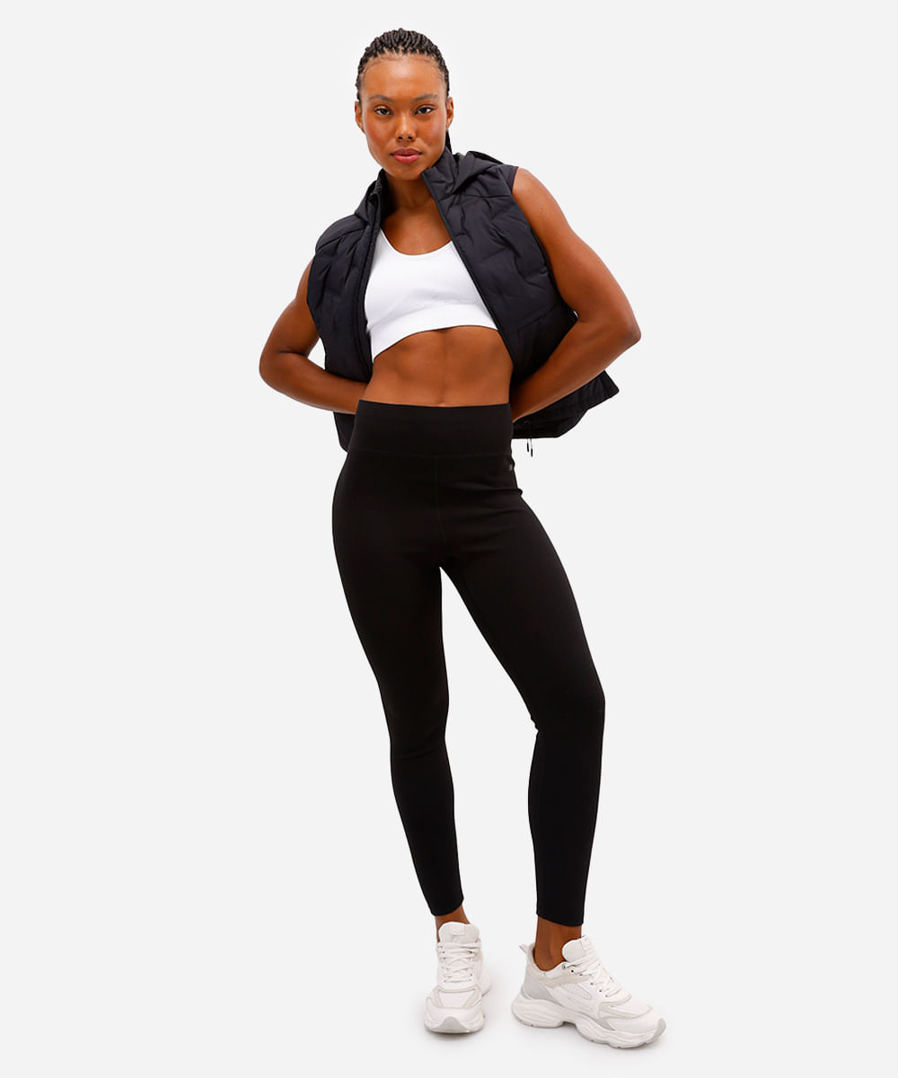 calça legging feminina com algodão esportiva ace preta