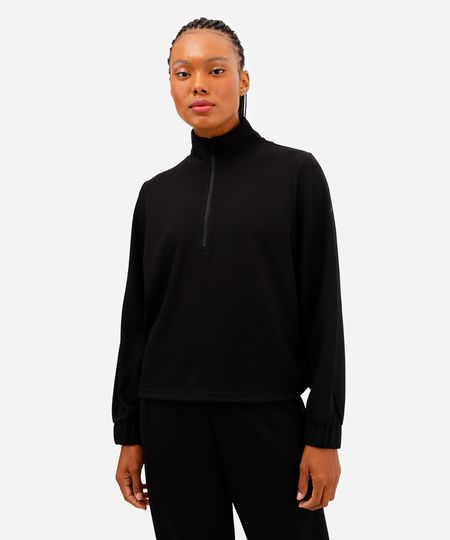 blusão feminino esportivo ace gola alta com zíper preto M