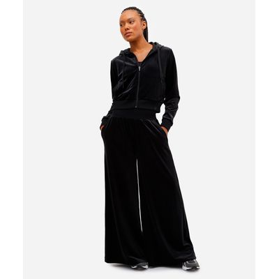 calça wide leg feminina plush esportiva preta