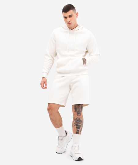 bermuda masculina de moletom cós com elástico off white G bermuda masculina de moletom cós com elástico off white G