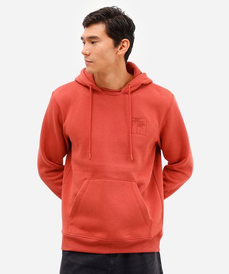 blusão masculino de moletom com capuz e bordado laranja G