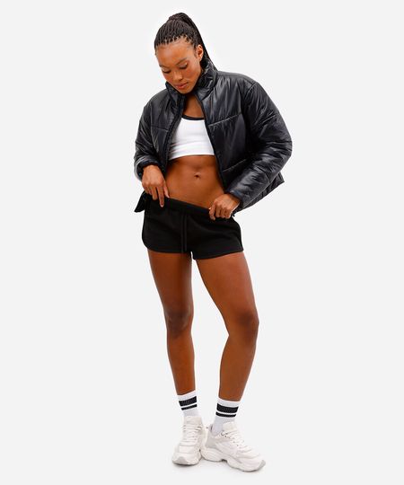 short de moletom cintura média esportivo ace - preto M