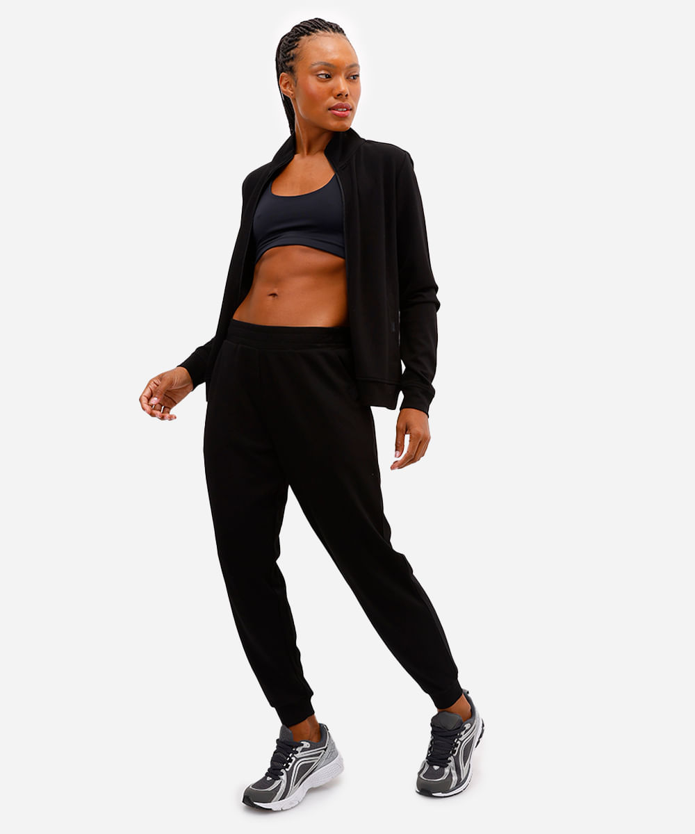 calça jogger feminina esportiva com viscose preto
