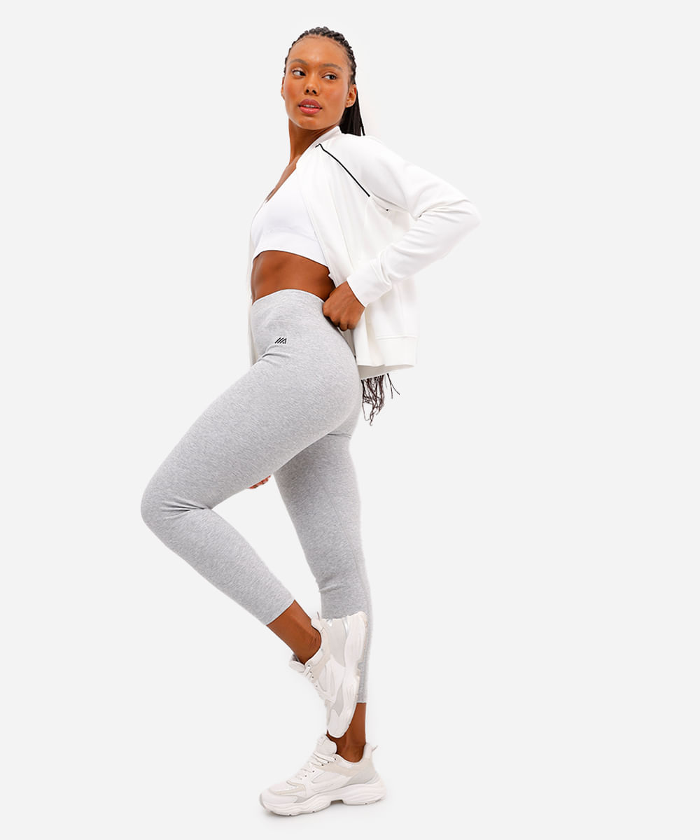 calça legging feminina com algodão esportiva ace cinza