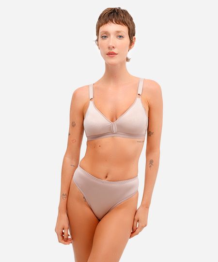 calcinha caleçon feminina texturizada demillus bege P calcinha caleçon feminina texturizada demillus bege P