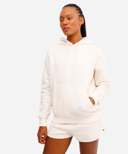 blusa feminina de moletom com capuz e bolso ace off white M blusa feminina de moletom com capuz e bolso ace off white M