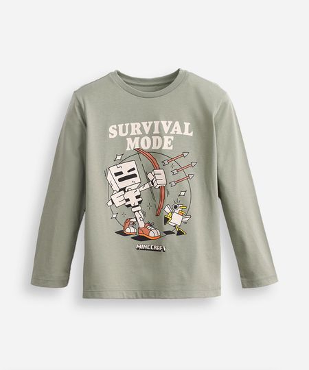 blusa infantil manga longa survival mode minecraft verde 6 blusa infantil manga longa survival mode minecraft verde 6