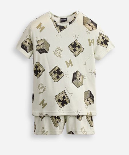 pijama curto infantil minecraft verde 12