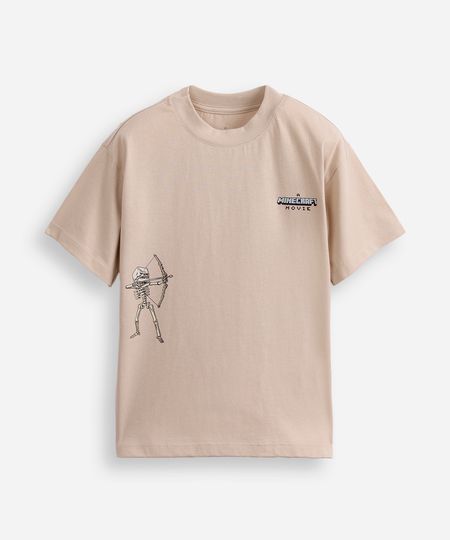 camiseta oversized infantil de algodão minecraft bege 12 camiseta oversized infantil de algodão minecraft bege 12