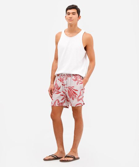 short masculino cós elástico estampado bege P short masculino cós elástico estampado bege P