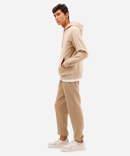calça jogger masculina de moletom bege GG calça jogger masculina de moletom bege GG