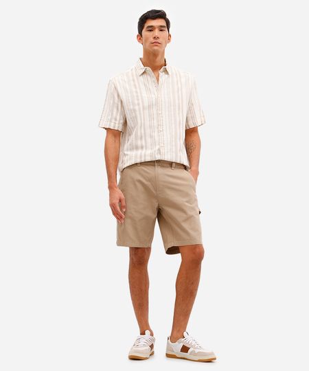 bermuda reta masculina de sarja bege 38