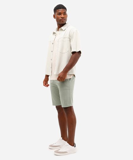 bermuda slim masculina de sarja verde 40