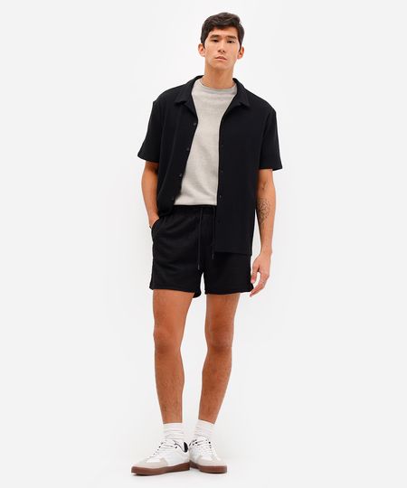 short reto masculino texturizado preto M short reto masculino texturizado preto M