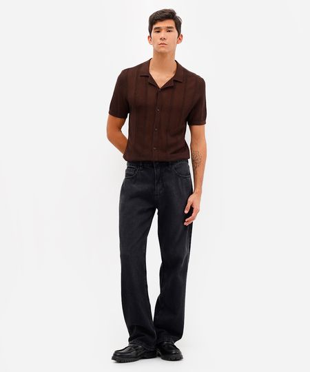 calça reta masculina jeans preta 40