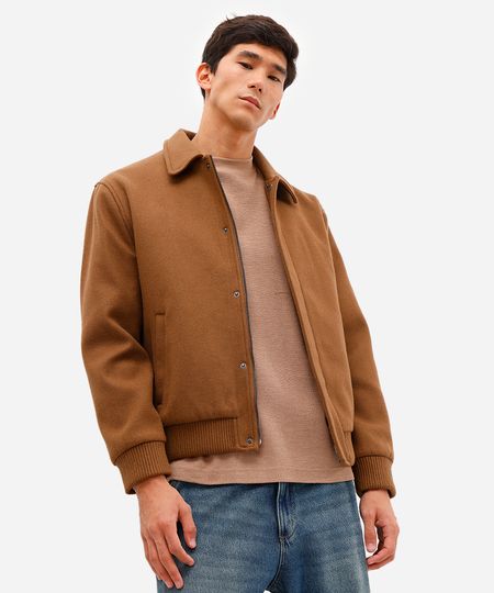 jaqueta masculina texturizada marrom P