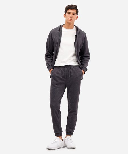 calça básica jogger masculina de moletom cinza P calça básica jogger masculina de moletom cinza P