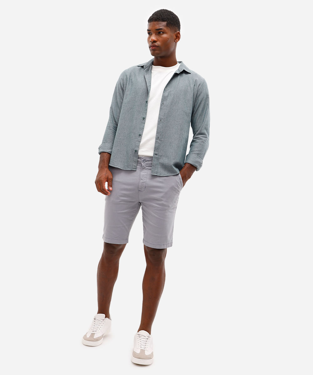 bermuda slim masculina de sarja azul