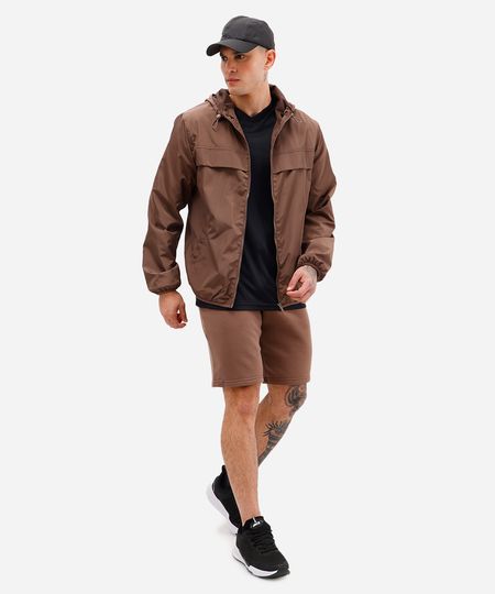 bermuda masculina de moletom cós com elástico marrom GG