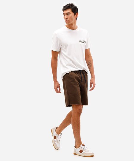 bermuda masculina de sarja com barra fio marrom M