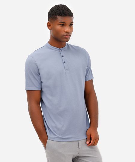 polo masculina comfort gola padre manga curta azul G