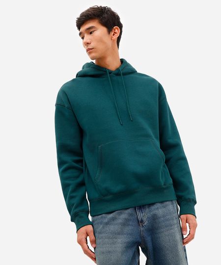 blusão oversized masculino de moletom com capuz verde PP