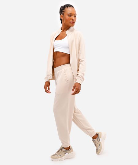 calça jogger feminina esportiva ace com viscose bege G