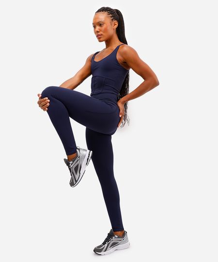 calça legging feminina esportiva ace com bolsos azul P