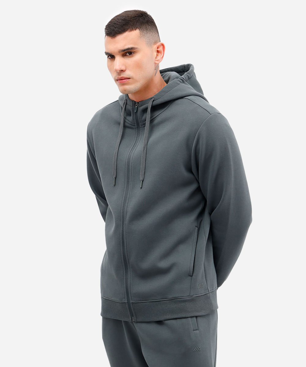 jaqueta masculina de moletom esportiva ace com capuz e bolso verde