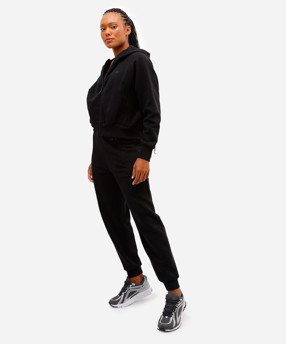 calça jogger feminina de moletom esportiva preto