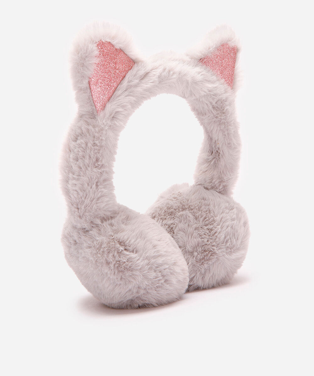 protetor para orelhas infantil gatinha cinza