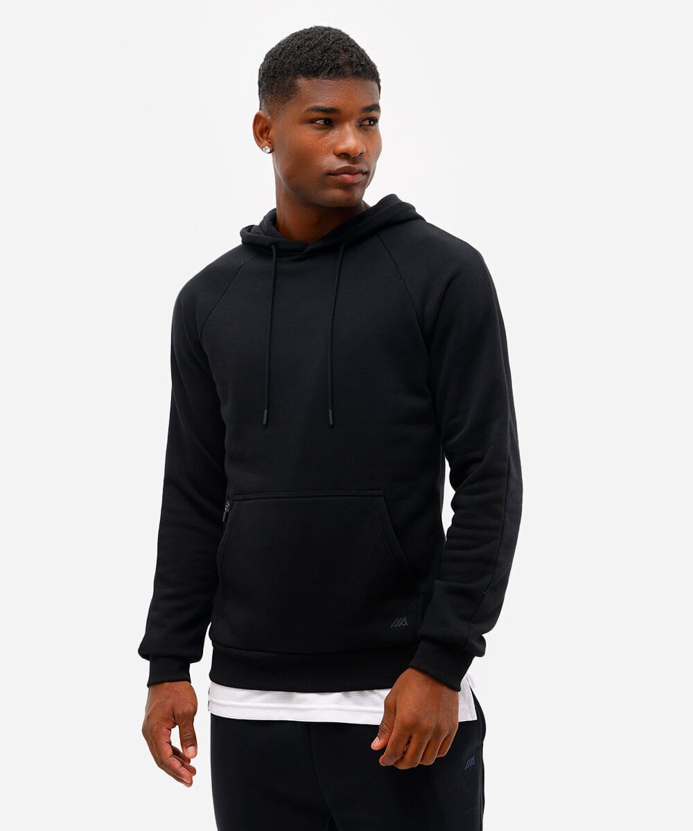 blusão masculino de moletom esportivo ace com capuz preto