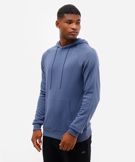 blusão masculino de moletom esportivo ace com capuz azul G