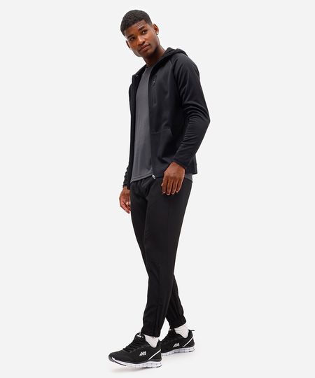 calça jogger slim com zíper na barra esportiva ace preta G