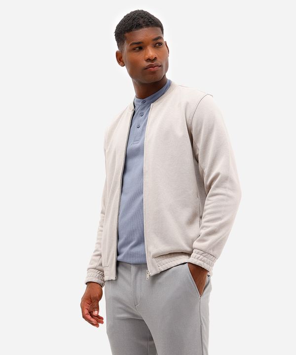 jaqueta bomber masculina de moletom texturizada - cinza claro M