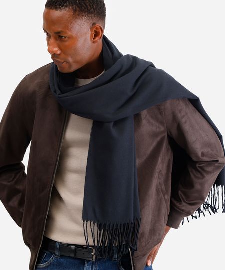 cachecol masculino de tricot básico preto UNICO