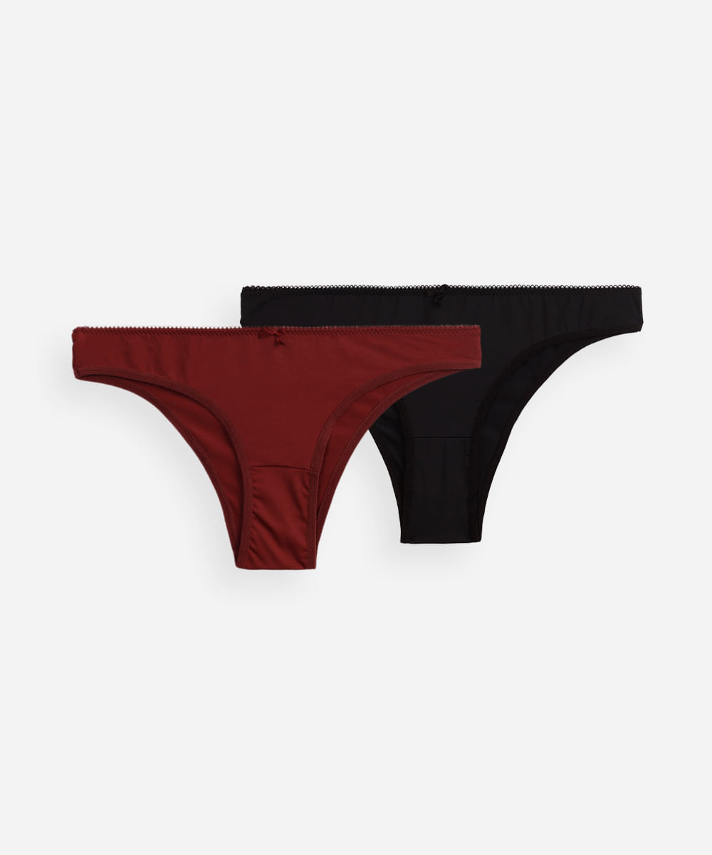 kit de 2 calcinhas biquíni de poliamida colorido