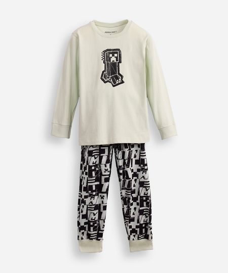 pijama longo infantil minecraft verde 6 pijama longo infantil minecraft verde 6