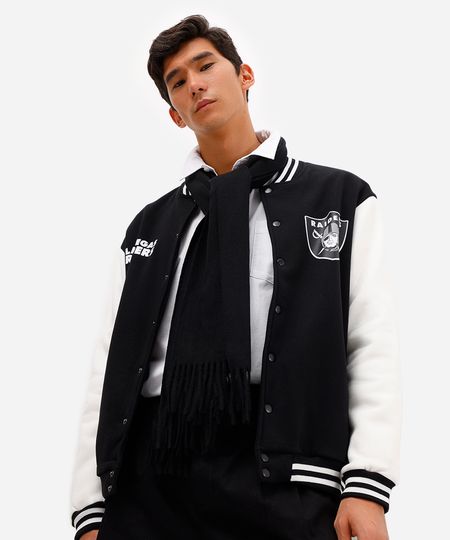cachecol masculino com viscose e franjas preto UNICO
