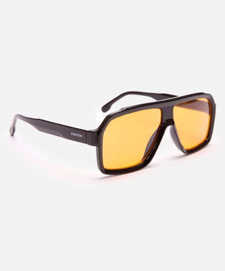 óculos de sol oval triton unissex preto UNICO