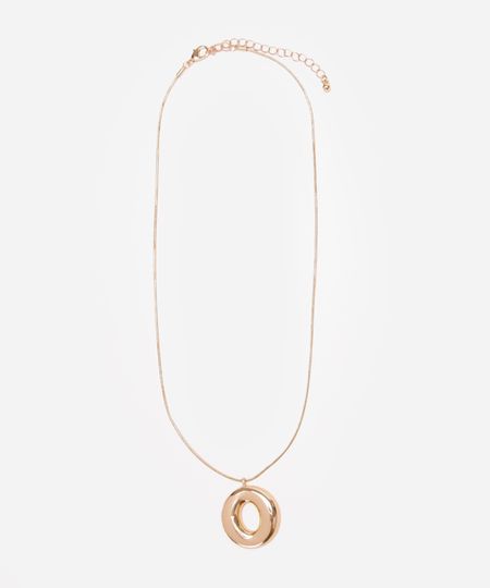 colar alongado com pingente vazado dourado UNICO