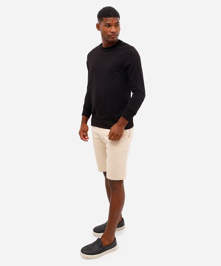 bermuda slim masculina de sarja bege 38